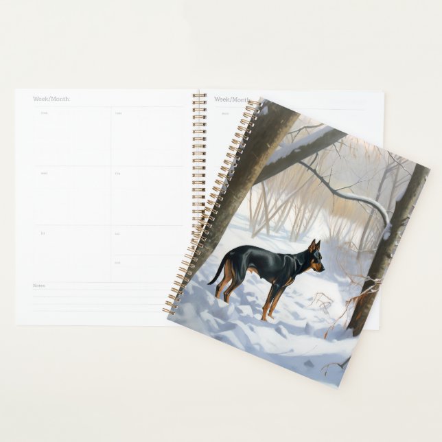 Doberman Pinscher Laisser Neige Noël (Devant avec enveloppe)