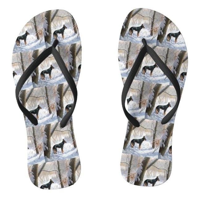 Doberman Pinscher lässt es Weihnachten Flip Flops (Fußbett)