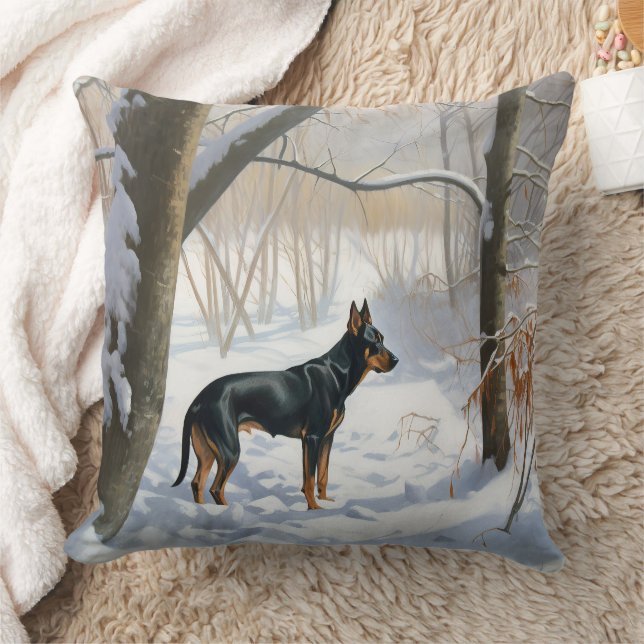 Doberman Pinscher lässt es Weihnachten Kissen (Decke)