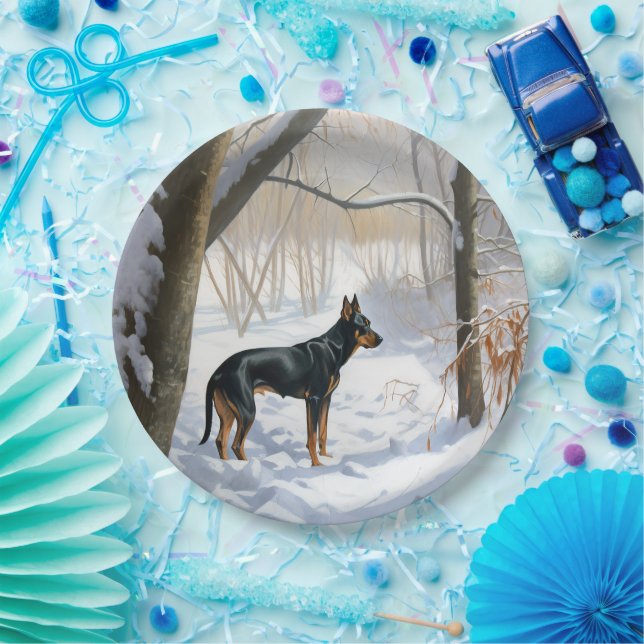 Doberman Pinscher lässt es Weihnachten Pappteller (Party)