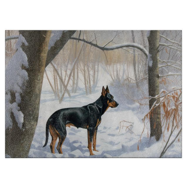 Doberman Pinscher lässt es Weihnachten Schneidebrett (Vorderseite)