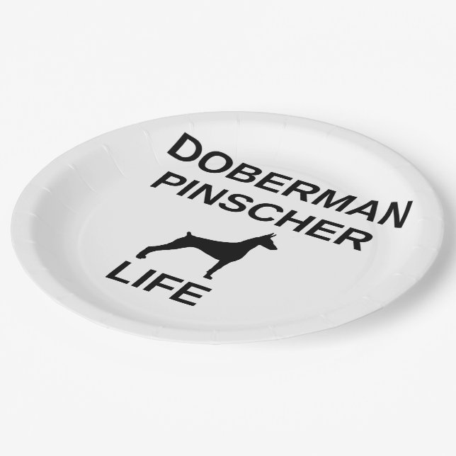 Doberman pinscher Leben Pappteller (Schrägansicht)