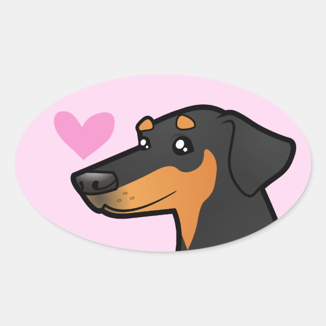 Doberman Pinscher Liebe (Diskettenohren) Ovaler Aufkleber (Vorderseite)