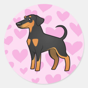 Doberman Pinscher Liebe (Diskettenohren) Runder Aufkleber