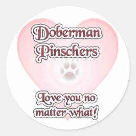 Doberman Pinscher Liebe, Liebe Doberman, Liebe Dob Runder Aufkleber