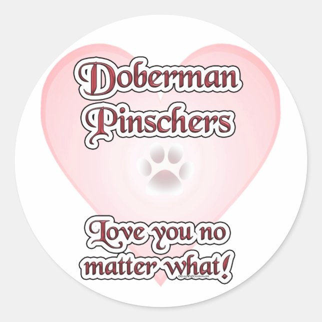 Doberman Pinscher Liebe, Liebe Doberman, Liebe Dob Runder Aufkleber (Vorderseite)