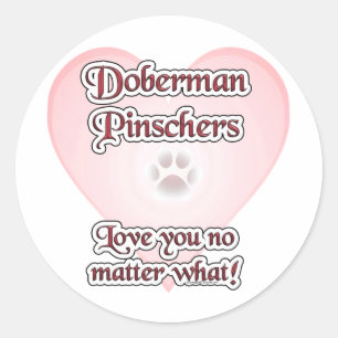 Doberman Pinscher Liebe, Liebe Doberman, Liebe Dob Runder Aufkleber