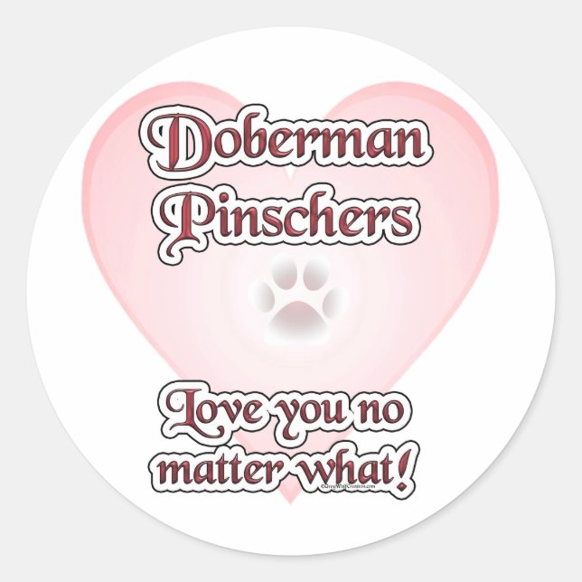 Doberman Pinscher Liebe, Liebe Doberman, Liebe Dob Runder Aufkleber (Vorderseite)