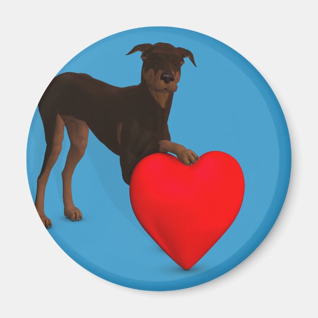 Doberman Pinscher mit Herz Magnet (Vorne)