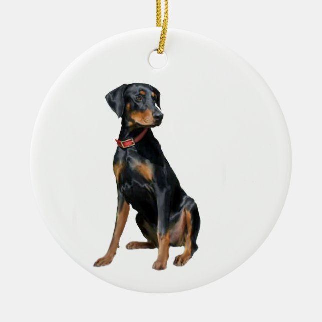 Doberman Pinscher (natürlich) Keramikornament (Vorne)