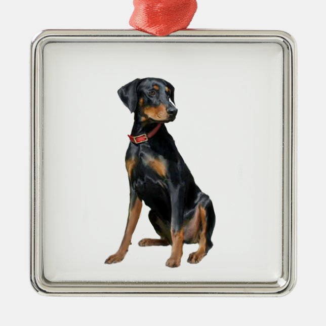 Doberman Pinscher (natürlich) Ornament Aus Metall (Vorne)