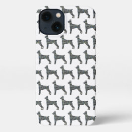 Doberman Pinscher Niedlich Dog Silhouette Grid Whi iPhone Hülle