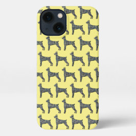 Doberman Pinscher Niedlich Dog Silhouette Grid Yel iPhone Hülle