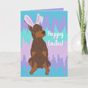 Doberman Pinscher Oaster Bunny Feiertagskarte