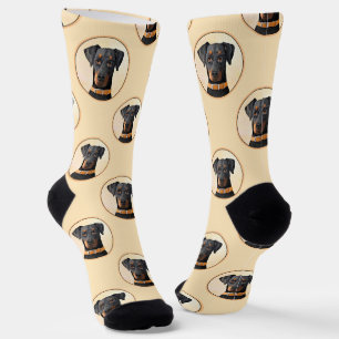 Doberman Pinscher Painting Dobermann Unzugeschnitt Socken