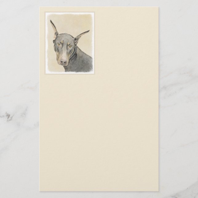 Doberman Pinscher Painting - Original Dog Art Briefpapier (Vorderseite)