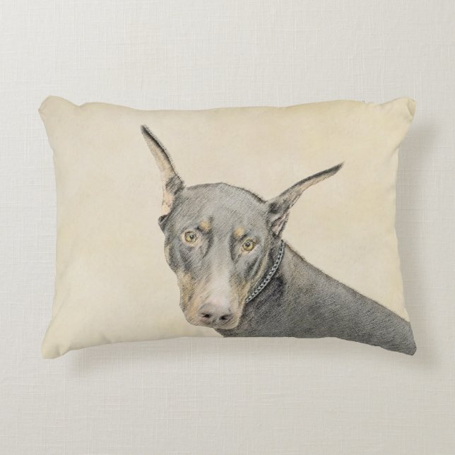 Doberman Pinscher Painting - Original Dog Art Dekokissen (Vorderseite)
