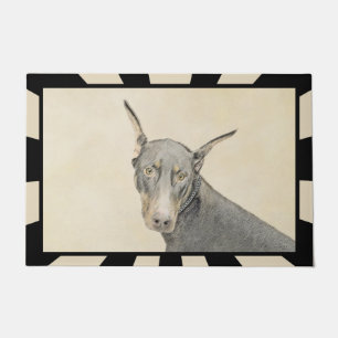 Doberman Pinscher Painting - Original Dog Art Fußmatte