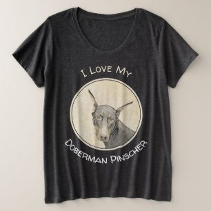 Doberman Pinscher Painting - Original Dog Art Große Größe T-Shirt