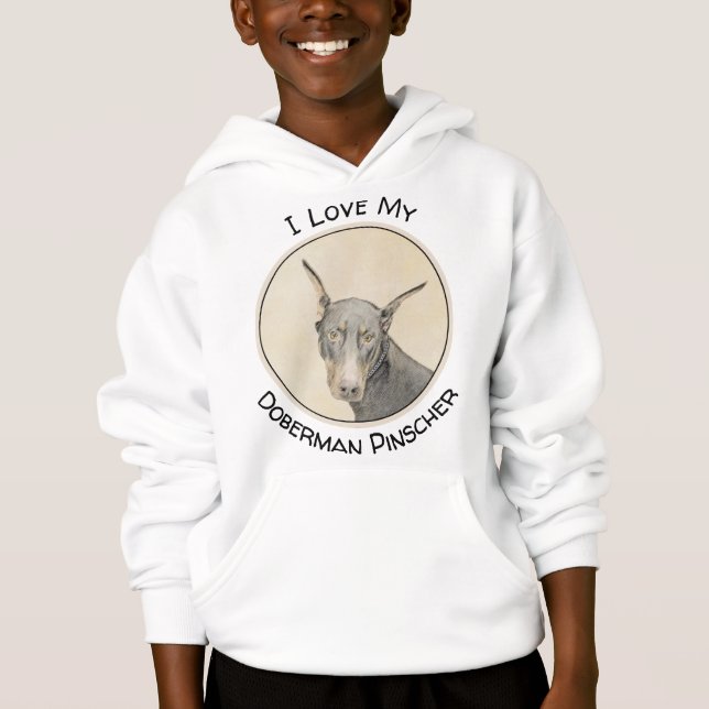 Doberman Pinscher Painting - Original Dog Art Hoodie (Vorderseite)