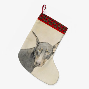 Doberman Pinscher Painting - Original Dog Art Kleiner Weihnachtsstrumpf