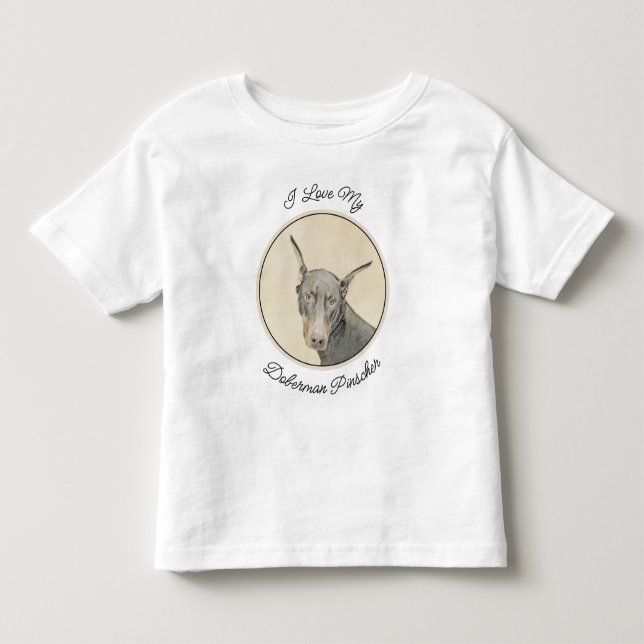 Doberman Pinscher Painting - Original Dog Art Kleinkind T-shirt (Vorderseite)