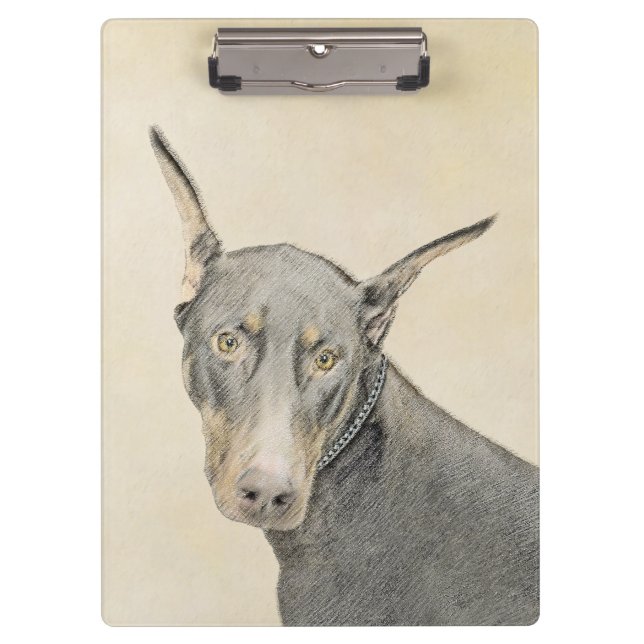 Doberman Pinscher Painting - Original Dog Art Klemmbrett (Vorderseite)