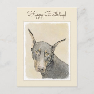 Doberman Pinscher Painting - Original Dog Art Postkarte