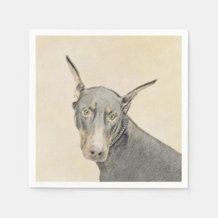 Doberman Pinscher Painting - Original Dog Art Serviette