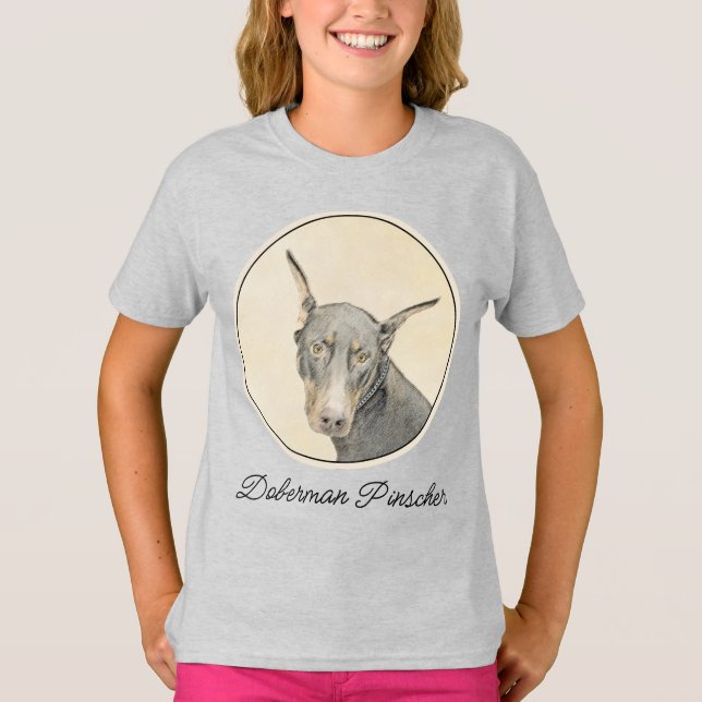 Doberman Pinscher Painting - Original Dog Art T-Sh T-Shirt (Vorderseite)