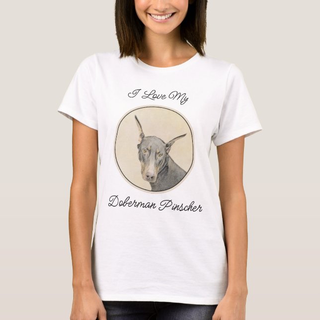 Doberman Pinscher Painting - Original Dog Art T-Shirt (Vorderseite)