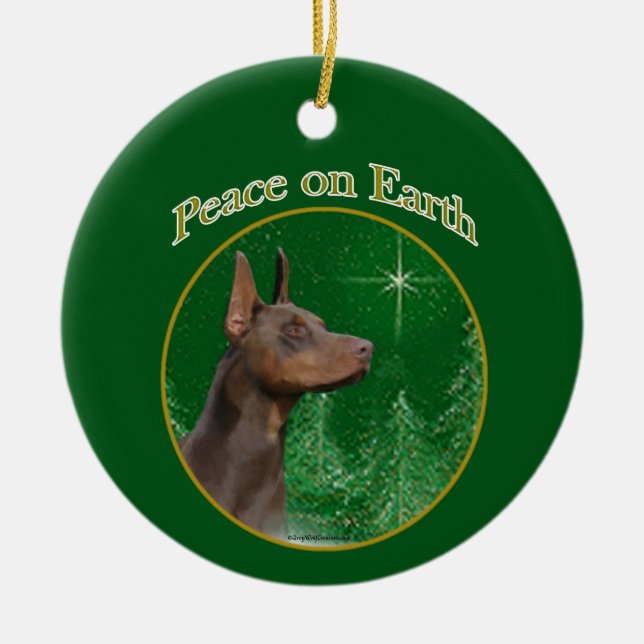 Doberman Pinscher Peace Keramik Ornament (Vorne)