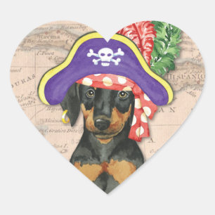 Doberman Pinscher Pirate Herz-Aufkleber