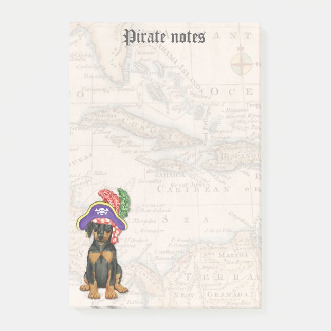 Doberman Pinscher Pirate Post-it Klebezettel (Vorderseite)