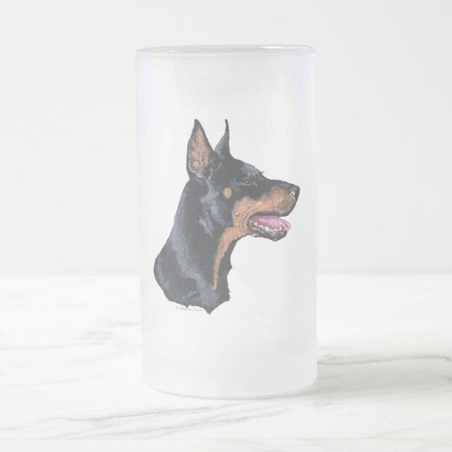 Doberman Pinscher Profil Mattglas Bierglas (Mittel)