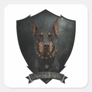 Doberman Pinscher Quadratischer Aufkleber