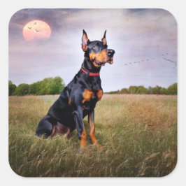 Doberman Pinscher Quadratischer Aufkleber