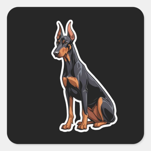 Doberman Pinscher Quadratischer Aufkleber (Vorderseite)