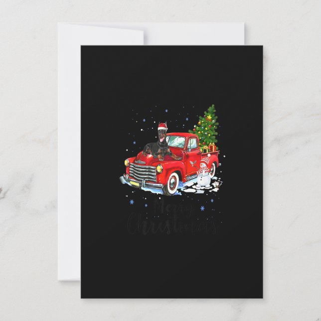 Doberman Pinscher Ride Red Truck Christmas Pajama  Einladung (Vorderseite)