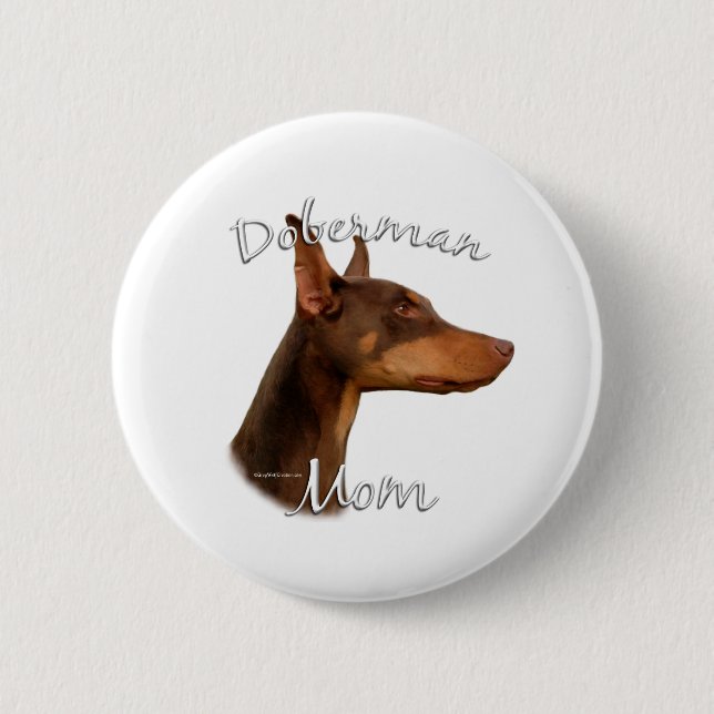 Doberman Pinscher (rot) Mama 2 Button (Vorderseite)