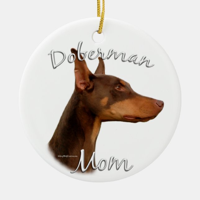 Doberman Pinscher (rot) Mama 2 Keramik Ornament (Vorne)