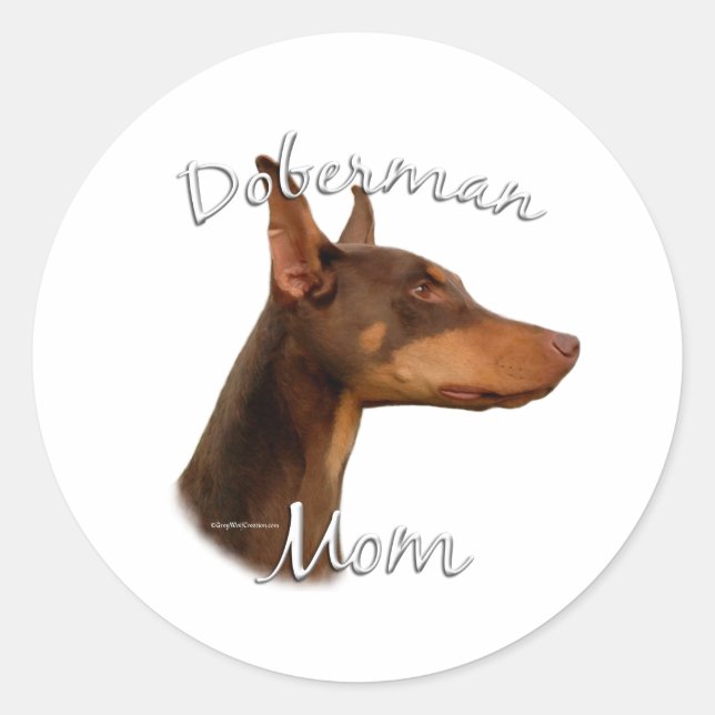Doberman Pinscher (rot) Mama 2 Runder Aufkleber (Vorderseite)