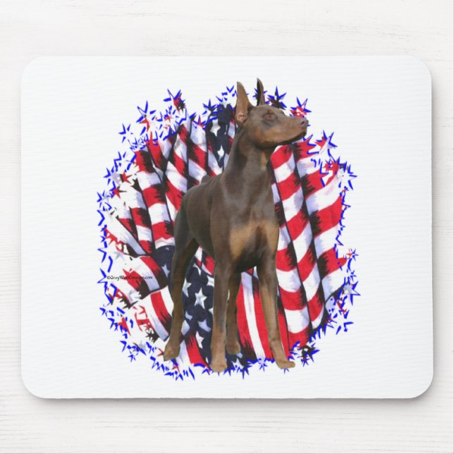 Doberman Pinscher (rot) Patriot Mousepad (Vorne)
