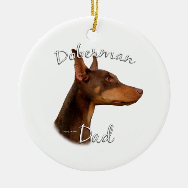Doberman Pinscher (rot) Vater 2 Keramik Ornament (Vorne)