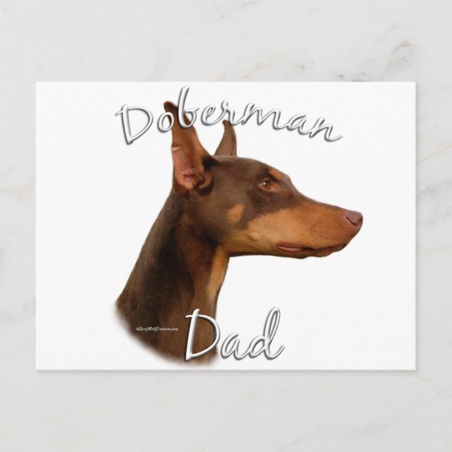 Doberman Pinscher (rot) Vater 2 Postkarte (Vorderseite)