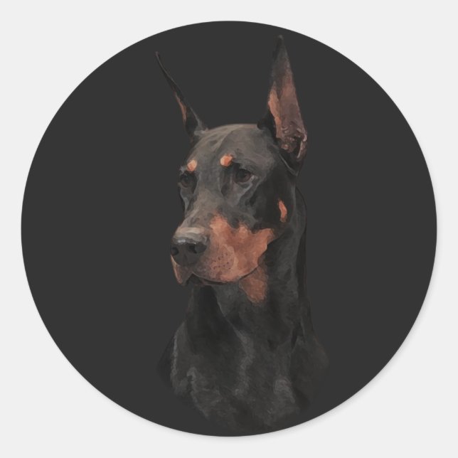Doberman Pinscher Runder Aufkleber (Vorderseite)