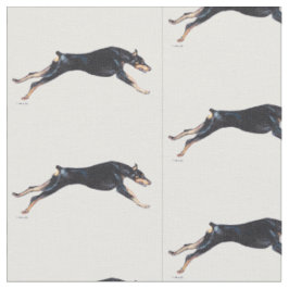 Doberman Pinscher Running Hund Kunstwerk Stoff