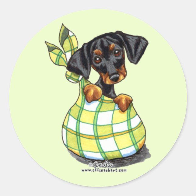 Doberman Pinscher Sack Puppy Runder Aufkleber (Vorderseite)