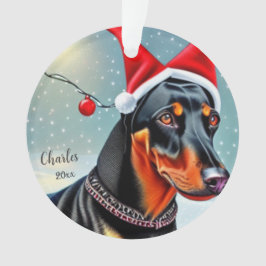 Doberman Pinscher, Santa Dog, Weihnachtsschmuck Ornament