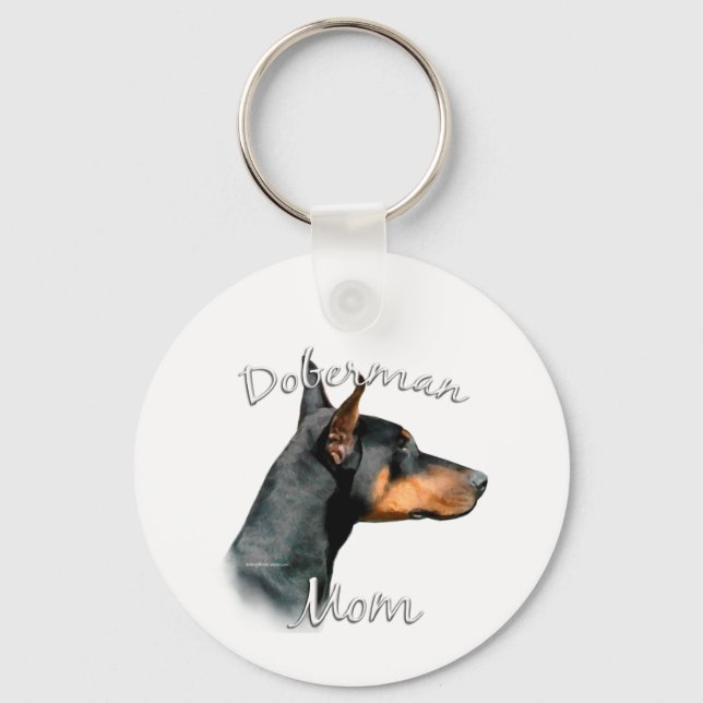Doberman Pinscher (schwarz) Mama 2 Schlüsselanhänger (Vorderseite)